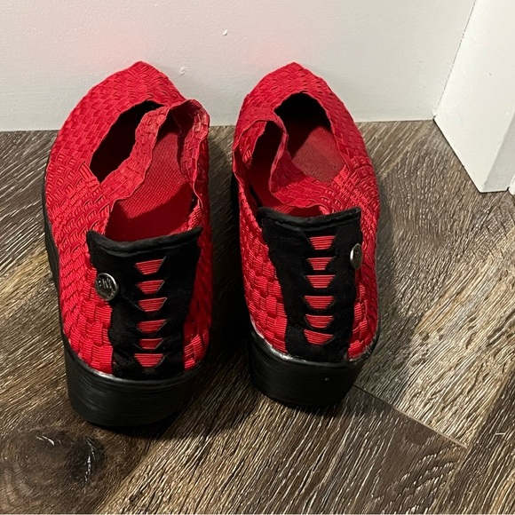 Bernie Mev Womens Venti Drake Wedge Jean Denim Red Woven Strech Shoe Slip 9 - Picture 7 of 7